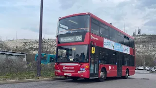 FRV. London Bus Route 96: Woolwich - Bluewater Shopping Centre. Bus: 15086 (LX09 AFZ)