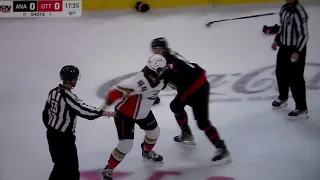 NHL hockey fight - Adam Gaudette(Senators) vs. Max Comtois(Ducks)