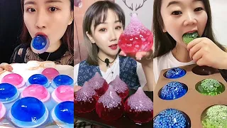 Asmr Mukbang  Eating Colored Basil Seeds Water Filled Ice (crunchy sounds) Ice Eating #32