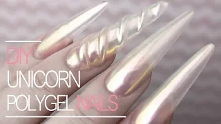How To Do 3D Unicorn Horn Nail | PolyGel Nail Extensions using Nail Forms