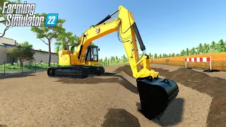 Farming Simulator 22 - CATERPILLAR 335 NEXT GEN Large Excavator Digging a Trench