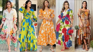 Floral Printed Summer Maxi Dresses New Designs 2023 | ladies long casual dresses Design