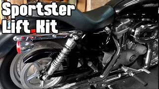 Needed more ground clearance for the Sportster... So I installed a lift kit!