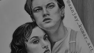 Titanic couple | Jack and Rose | pencil sketch | step by step | Time lapse