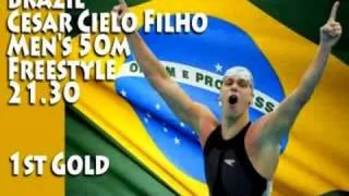 Cesar Cielo Filho Men's 50m  Freestyle BRAZIL GOLD