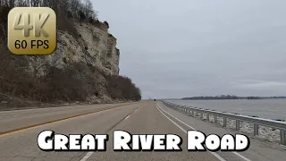 Driving the Great River Road on the Mississippi River in 4k Video