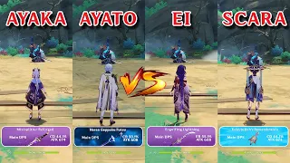 Wanderer vs Ayato vs Raiden vs Ayaka!! who is the best DPS?? DPS gameplay comparison!!