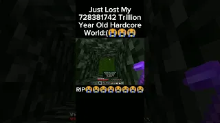 I lost my trillion year hardcore world in Minecraft #minecraft #viral #ytshorts #shorts