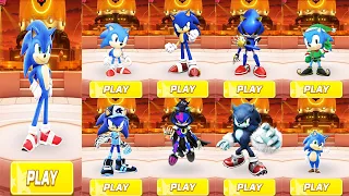 Sonic Forces Speed Battle - All 9 Blue Sonic the Hedgehog Skins: Classic Sonic, Baby, Movie, Metal