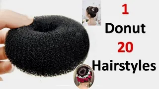 1 Donut 20 Hairstyles | Hairstyle donut | Juda hairstyle with juda bun | Hairstyle with donut bun