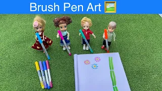 Brush pen Art with Bunty and friends #chintuvideo #classicminifood #chintu #brushpen