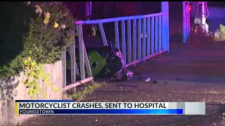 Driver in hospital after motorcycle crash