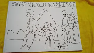 Drawing on Stop Child Marriage // Child marriage drawing step by step // Child marriage