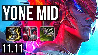 YONE vs GRAVES (MID) | 6 solo kills, 800+ games, 13/4/11 | EUW Master | v11.11