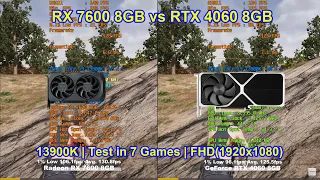 AMD Radeon RX 7600 8GB vs NVIDIA GeForce RTX 4060 8GB | i9 13900K - Test in 7 Games | FHD(1920x1080)