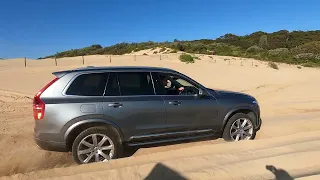 Volvo XC90 sand and beach driving off road on Samurai Beach, Australia