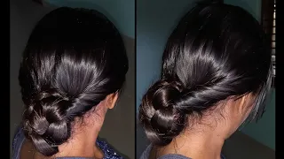 Braided Low Hair Bun Hairstyle || Sleek Low Hair Bun Hairstyle on Oily Hair || Oily Hair Hairstyle