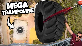 Tractor Tire Vs. World's Strongest Trampoline from 45m!