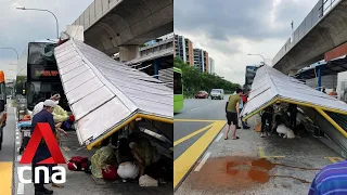 Yishun shelter collapses after bus hits taxi stand roof; 3 people injured