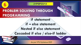 M2 L2 | Conditional Branching: if else, if elseif in C Programming | VTU PSP