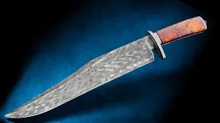 Finishing the Damascus Bowie knife -  [Final Episode!]