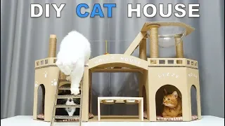 DIY Amazing Cat House for Three cats from Cardboard (Noah vs Nara and Lizzy)