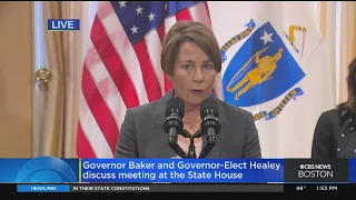 Governor-elect Maura Healey speaks after first meeting with Gov. Charlie Baker