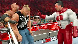 Omniman Vs Brock Lesnar & Goldberg WWE 2K23