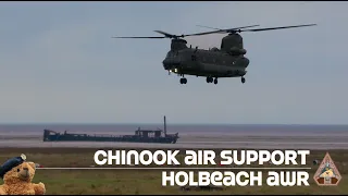 RAF Chinook in Combat Scenario Training Firing Live Rounds - JTAC / FAC w/comms at Holbeach AWR