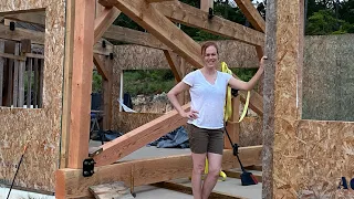 Building our last truss. Post and beam house construction. DIY home build #66.