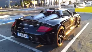 Porsche Carrera GT start up and burnout and very loud sound