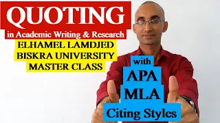 QUOTING IN ACADEMIC WRITING & RESEARCH FOR MASTER CLASS