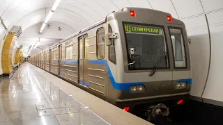 Moscow metro: riding a train 81-717.6 over Lyublinskaya line