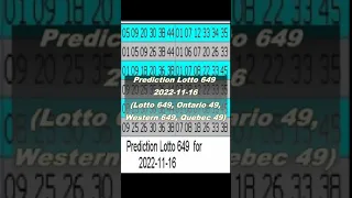 Winning Prediction Lotto 6.49 for  2022-11-16