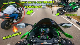 Yamaha R1 VS  KAWASAKI ZX10R The Loudest 🔥and Fastest Superbike ?🥵 FT. @Motovloggerjannustunts