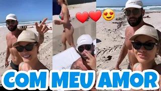 👉Gusttavo Lima e Andressa Suita caminhando juntinhos na ORLA da praia em MIAMI🌊