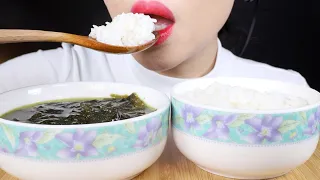 ASMR Seaweed Soup and Rice with Kimchi | Korean Home Meal | Eating Sounds Mukbang