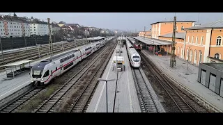 Passau Hbf: ICE fährt ein, IC fährt raus.