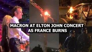 Macron at Elton John Concert as France Burns