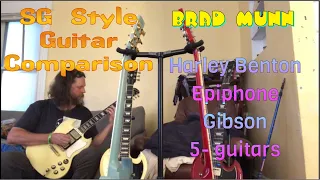 Brad Munn, SG Style Guitar Comparison. Harley Benton, Epihones, Gibson. 5- guitars