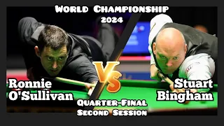 Ronnie O'Sullivan vs Stuart Bingham - World Championship Snooker 2024 -Quarter-Final-Second  Session