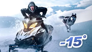 تحدي دباب الثلج فوق الجبال المتجمدة( -15 )❄️🌊| SNOWMOBILE CHALLENGE