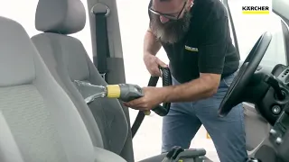 Advantage of using the short Karcher Puzzi upholstery nozzle for car cleaning