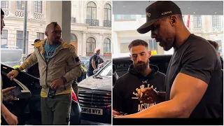 USYK (NEW HAIRCUT) & ANTHONY JOSHUA ARRIVE AT LONDON PRESS CONFERENCE