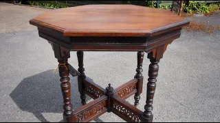 Early 1900s Antique Octagon Side Table - Salvage Hunters 1709