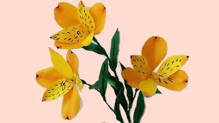 DIY - Peruvian Lily Paper Flower Tutorial(Alstromeria) - How to make Lily Paper Flower -HappyMommaTV