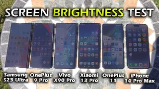 S23 Ultra vs Vivo X90 Pro vs Xiaomi 13 Pro vs OnePlus 11 vs iPhone 14 Pro Max | SCREEN BRIGHTNESS
