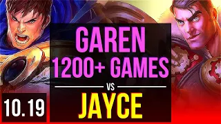 GAREN vs JAYCE (TOP) | 2.0M mastery points, 1200+ games, 2 early solo kills | KR Diamond | v10.19
