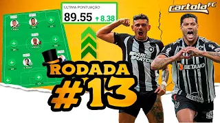 CARTOLA FC 2023 RODADA 13 - MITADA 89,55! E VAMOS PASSAR DOS 100pts, O MELHOR TRIO DE MEIO E ATAQUE?