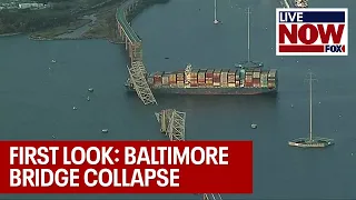 Baltimore Bridge Collapse: Aerial video shows bridge submerged in water | LiveNOW from FOX